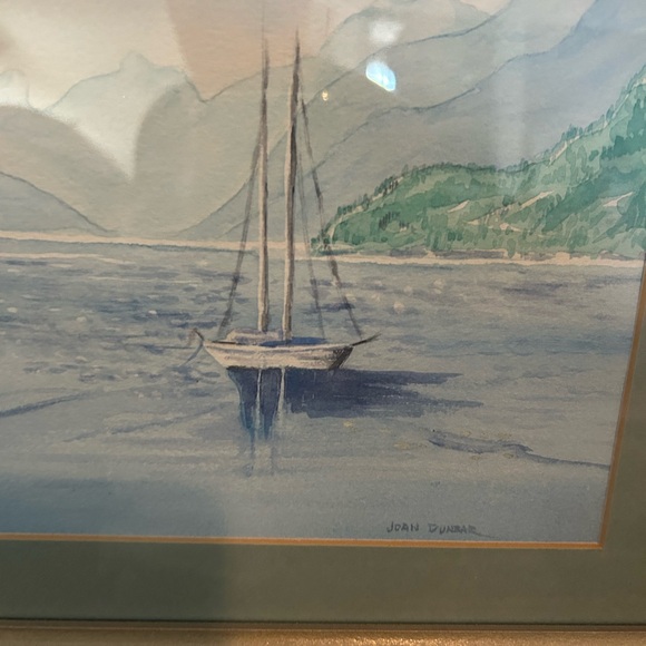 Lovely Sailboat Print beautiful colours and aspect as it sails down the inlet - Picture 10 of 16